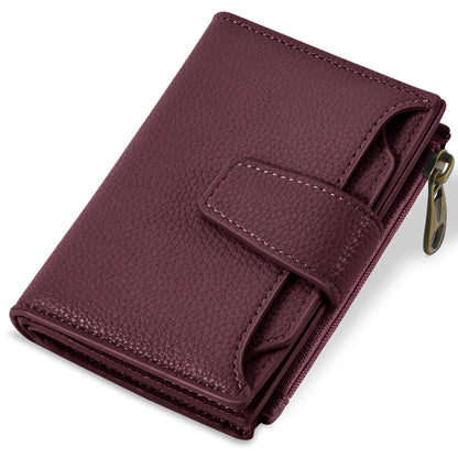Airkit Small Wallet Women RFID Blocking Soft Leather Bifold Compact Card Holder Wallet for Women with Zipper Coin Pocket 4 ID Window