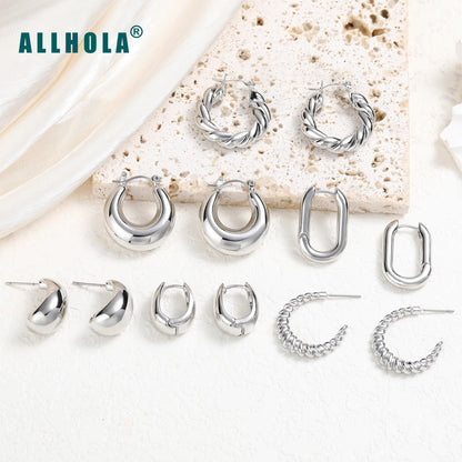 ALLHOLA 6 Pairs 14K Gold Plated Hoop Earrings for Women Trendy Chunky Lightweight Hoop Earrings Multipack Hypoallergenic, Thick Twisted Huggie Hoops Earring Set Jewelry for Gifts