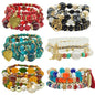 Bohemian Bracelet Sets for Women - 6 Sets Stackable Stretch Bracelets Multi-color Boho Jewelry for Women Hippie Bracelets Dainty Jewelry