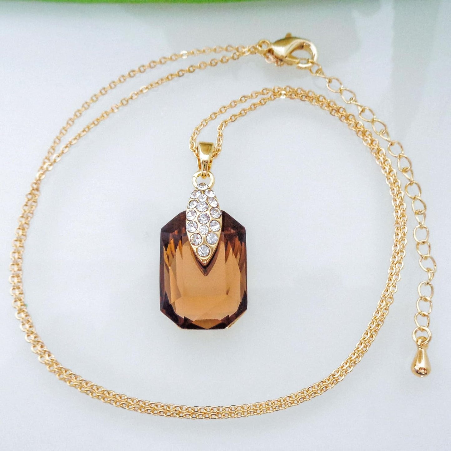 Navachi 18k Gold Plated Crystal Multicolor Square Shape Zircon Dangle Earrings And Neckalce Pendant Az4020-1 Jewelry set