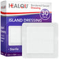 HEALQU Island Dressing - 4"x4", 30 Count - Bordered Gauze Sterile Individually Wrapped Gauze Pads, Water-Resistant, Non-Woven Backing - Soft and Breathable Wound Dressing for First Aid and Medical | Water-Resistant, Latex-Free, High Absorbent, Adhesive Bo
