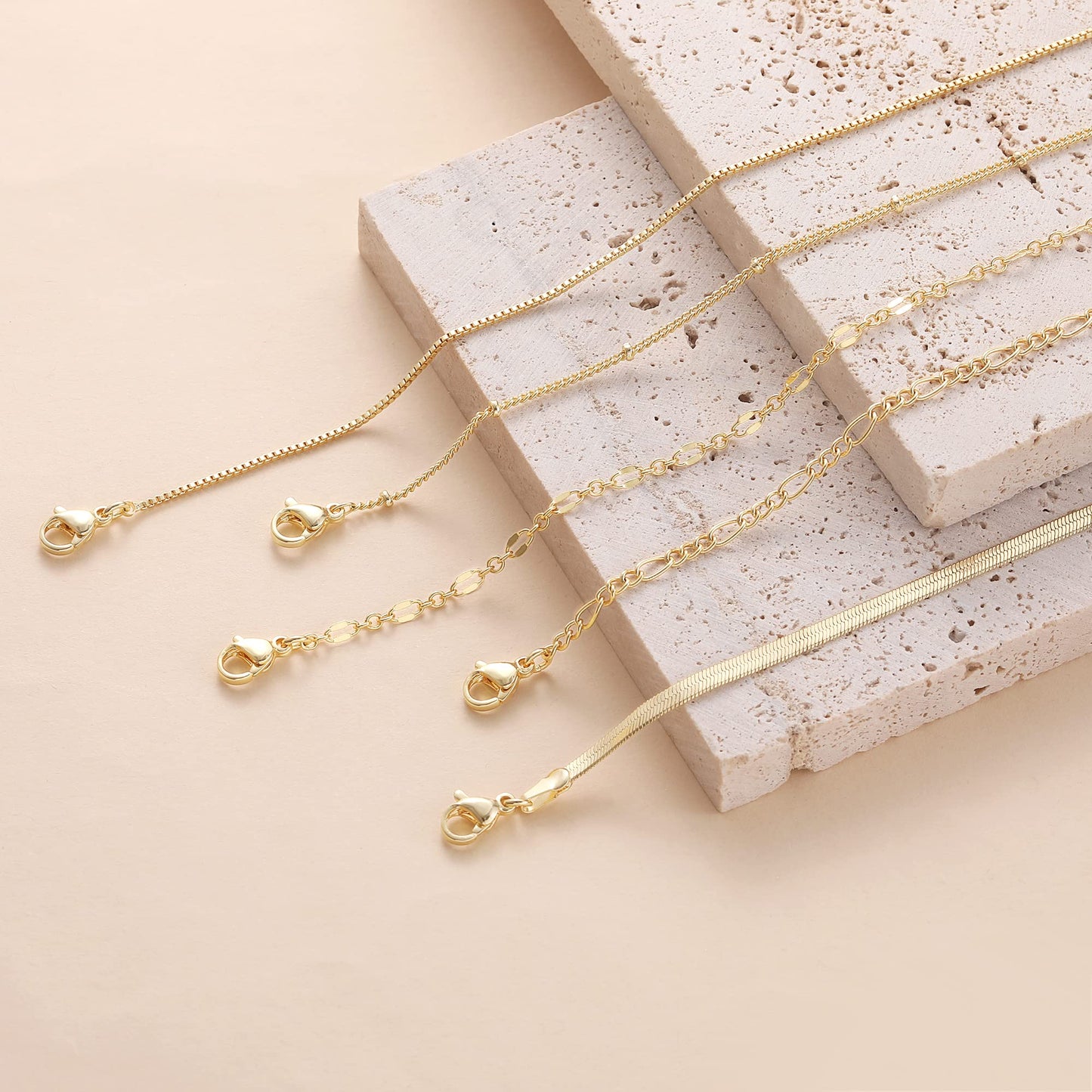 Dainty Simple Gold Bracelets for Women, Stackable Satellite Paperclip Lip Bracelet Set Tiny Lip Dot Chain Box Link for Handmade Gift Minimalist Cute Trendy Jewelry Gold Accessories for Women