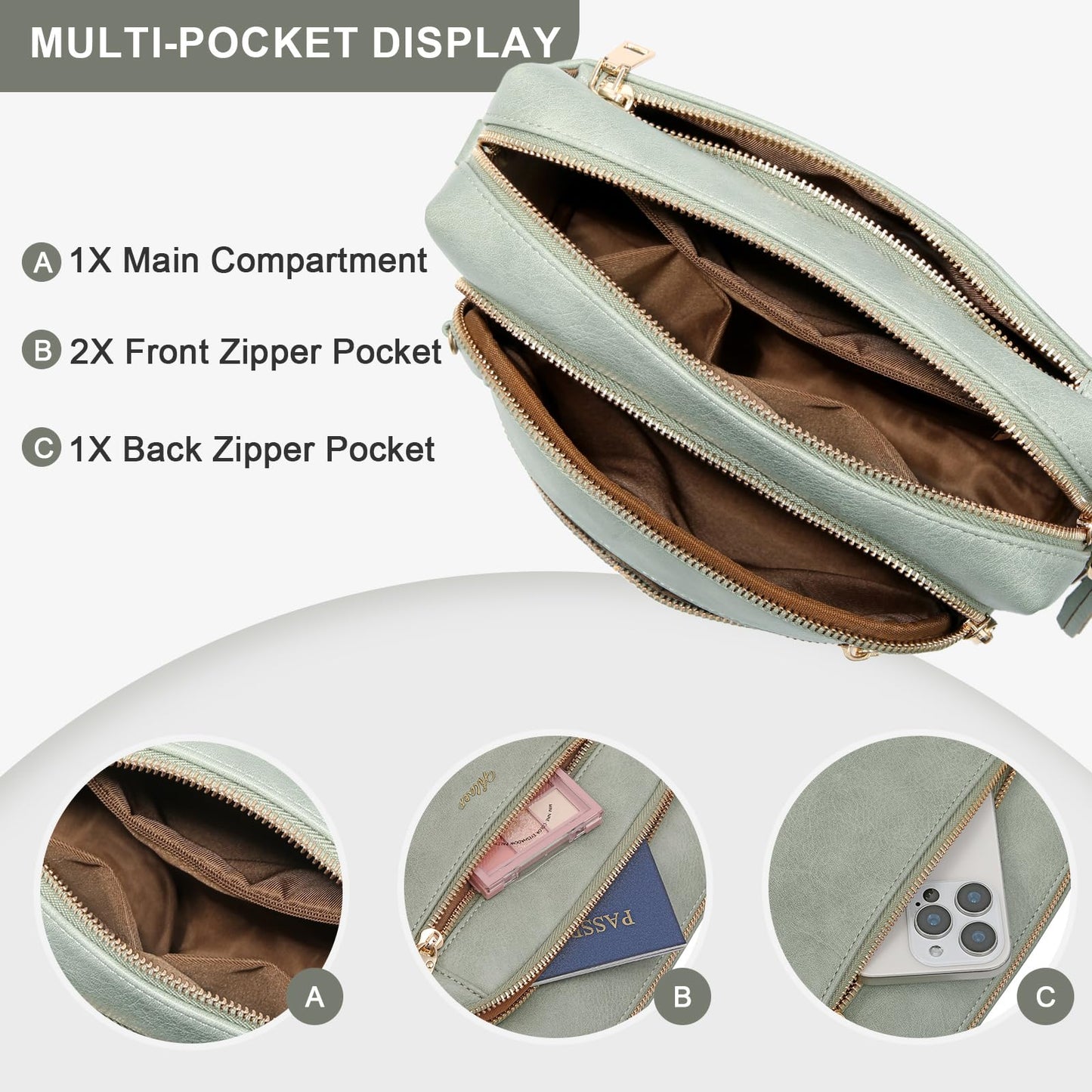 Small Leather Crossbody Bags for Women Anti theft Purses and Handbag Shoulder Hangbag with Wide Strap Tassel