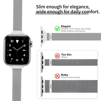 MARGE PLUS Slim Milanese Loop Compatible with Apple Watch Band for women 41mm 40mm 38mm 42mm 46mm 45mm 44mm, Stainless Steel Magnetic Mesh Strap work on iWatch Series 11 10 9 8 7 6 5 4 3 & SE 3 2 1