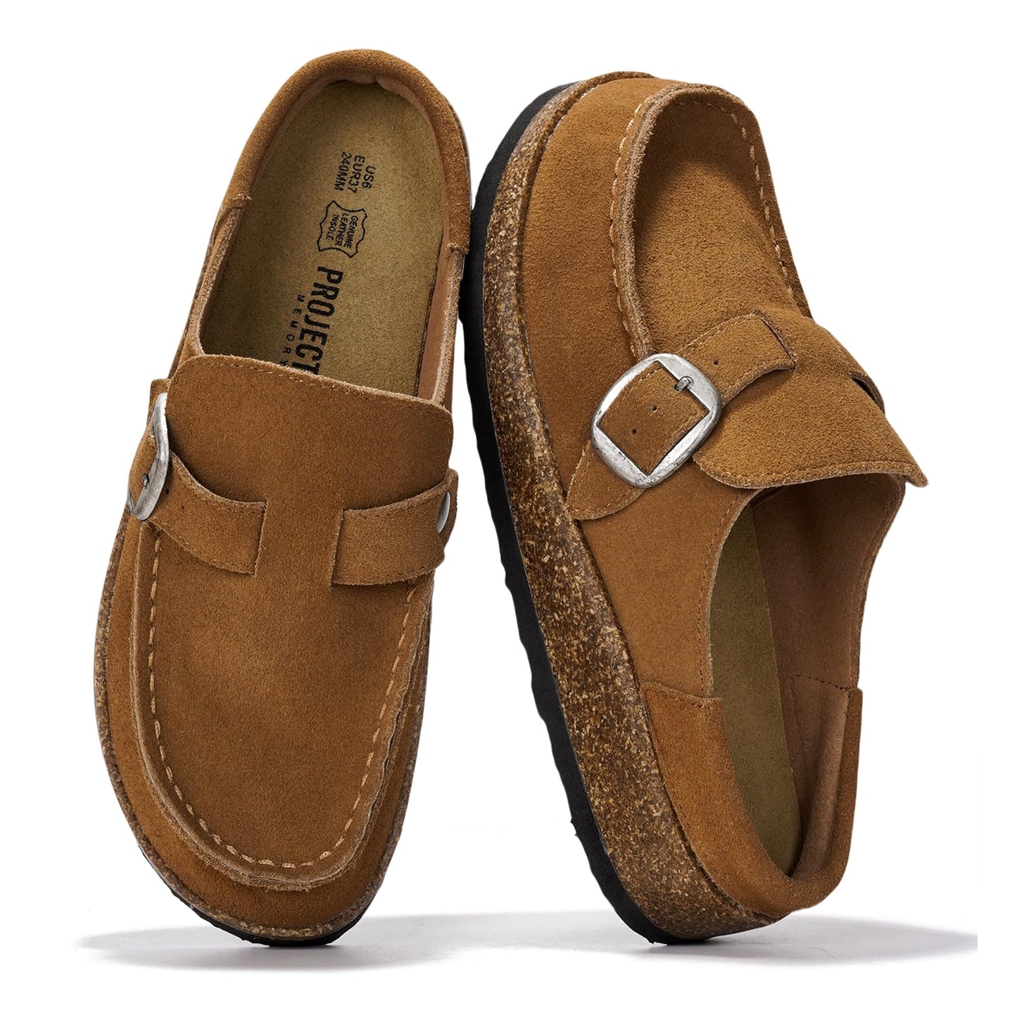 Project Cloud 100% Genuine Leather Moccasin Style Clogs for Women (Carline) | Memory Foam Insole for Comfortability; Non-Slip and Durable Womens Clogs; Lightweight and Water-Resistant Mules for Women