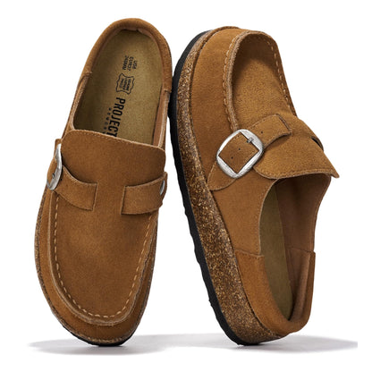 Project Cloud 100% Genuine Leather Moccasin Style Clogs for Women (Carline) | Memory Foam Insole for Comfortability; Non-Slip and Durable Womens Clogs; Lightweight and Water-Resistant Mules for Women