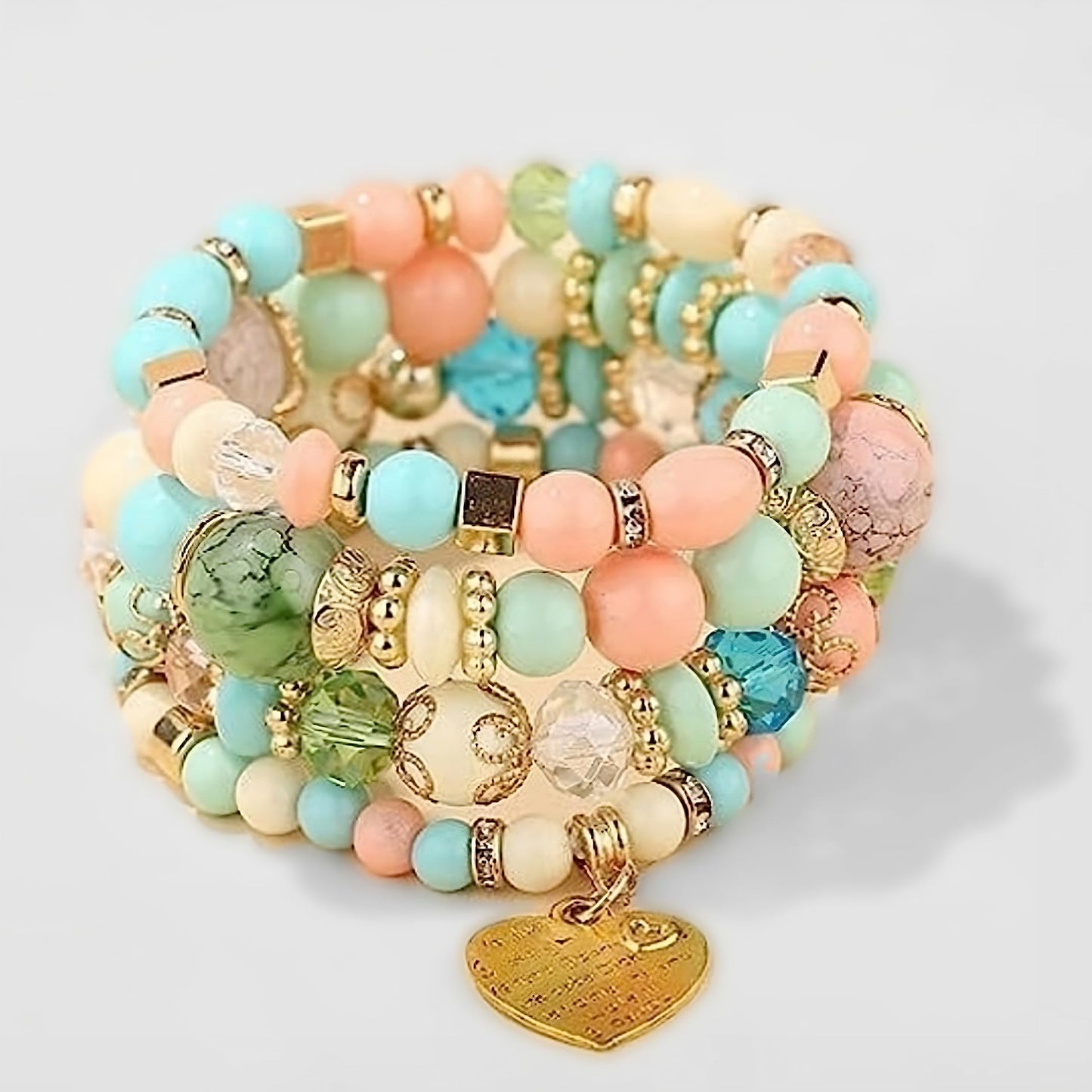 Women Beaded Bracelet Set | Colorful Boho Stackable Trendy Design with Crystal Accents Multilayer Bangle Bracelet | Fashion Stretch Braclets Jewelry for Women