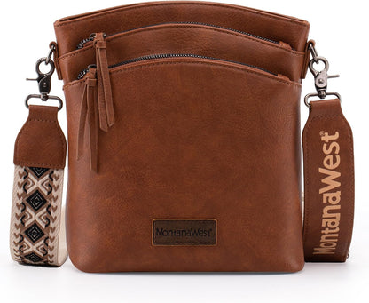 Montana West Multi Zip Pocket Crossbody Bag With Guitar Strap