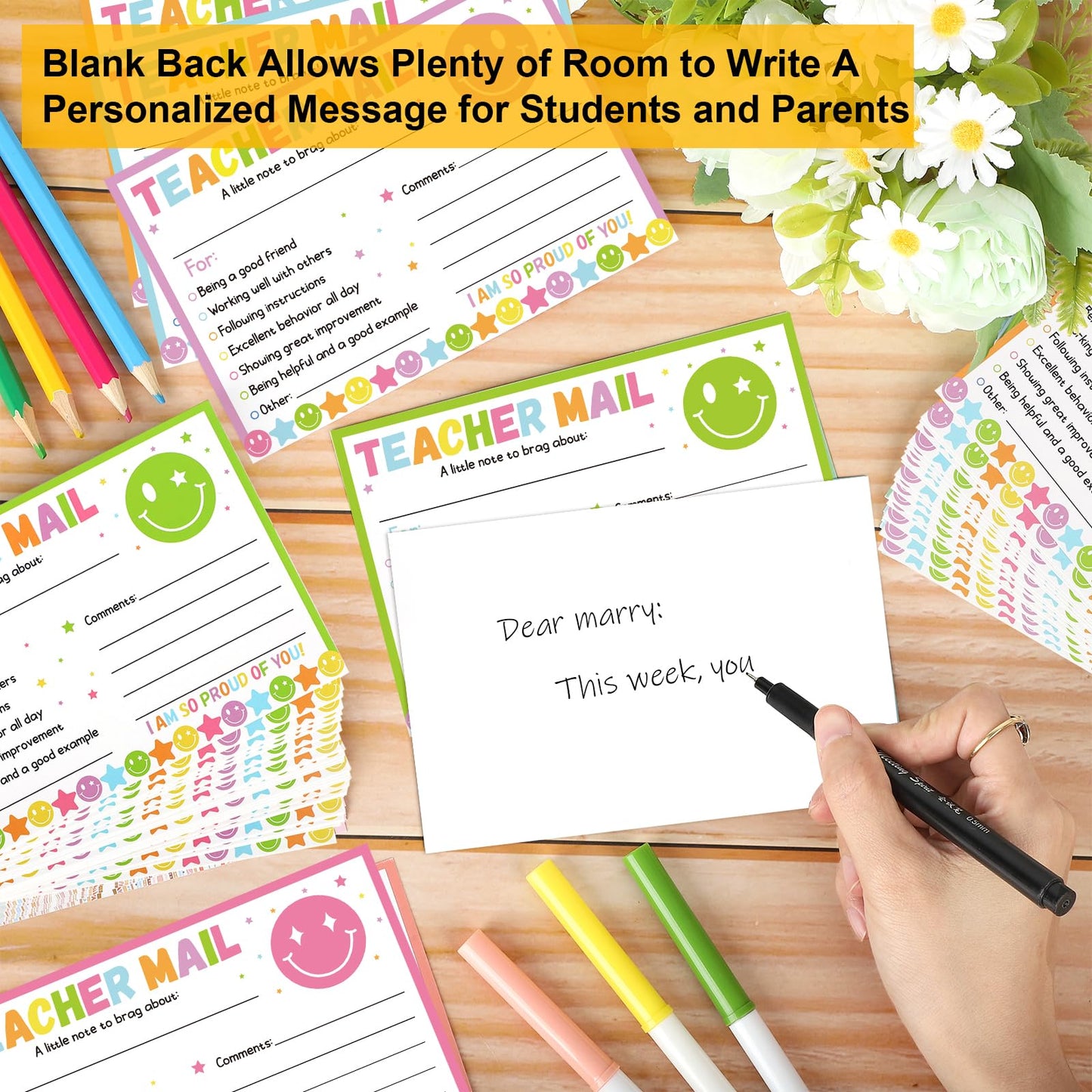 60Pcs Teacher Mail Notes to Parents, Boho Happy Mail from Teacher, Brag Cards for Students Behavior Classroom Must Haves to Send Home for Preschool Kindergarten Elementary School Supplies (Boho)