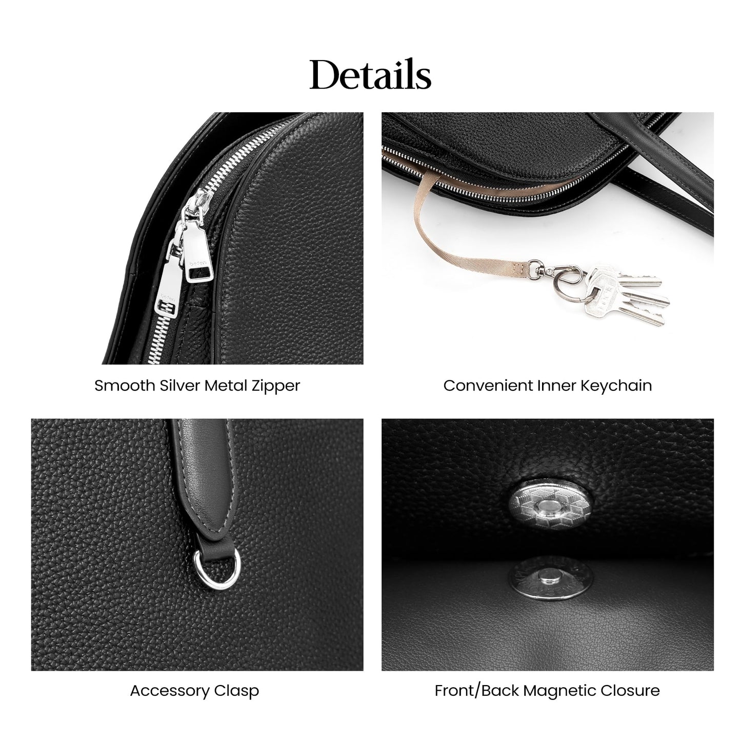 befen Genuine Leather Tote Bag for Women Work, Women's Leather Shoulder Bags Purses Satchel Handbags with Laptop Compartment