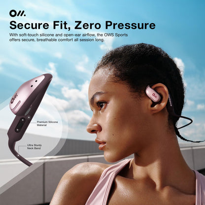 Oladance OWS Sports Open Ear Headphones, Comfortable & Stable Fit, 15H Battery Life, IPX8 Waterproof, Noise Canceling, Crystal Clear Audio, Multi-Point Bluetooth Connection, Durable Neckband (Grey)