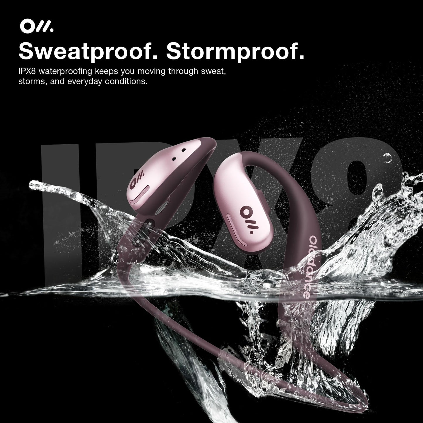 Oladance OWS Sports Open Ear Headphones, Comfortable & Stable Fit, 15H Battery Life, IPX8 Waterproof, Noise Canceling, Crystal Clear Audio, Multi-Point Bluetooth Connection, Durable Neckband (Grey)