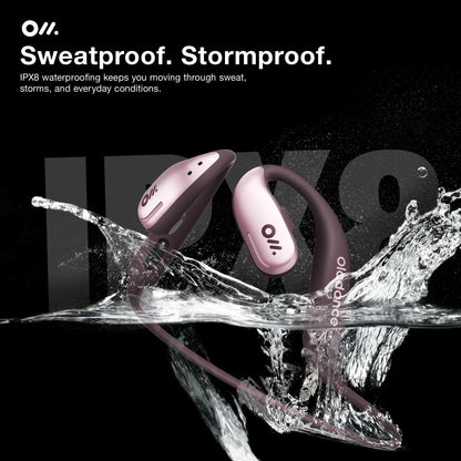 Oladance OWS Sports Open Ear Headphones, Comfortable & Stable Fit, 15H Battery Life, IPX8 Waterproof, Noise Canceling, Crystal Clear Audio, Multi-Point Bluetooth Connection, Durable Neckband (Grey)