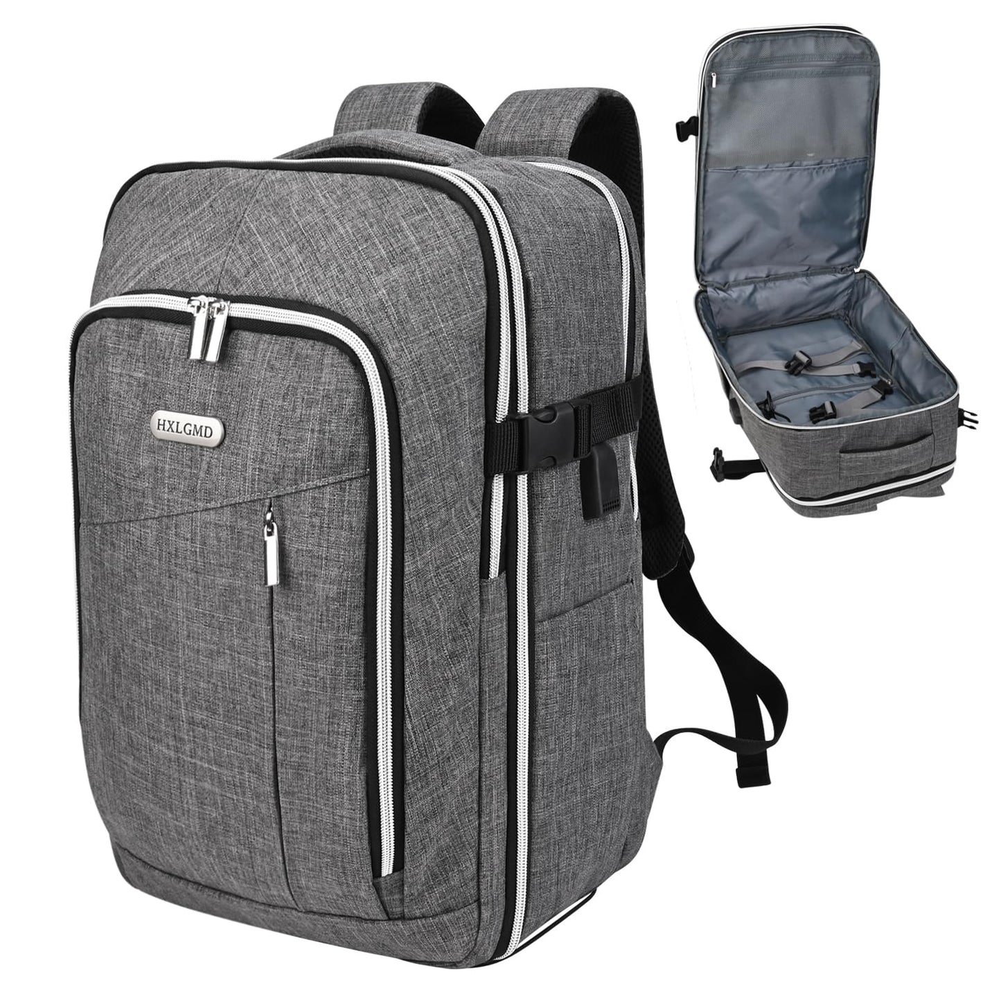 Travel Carry On 17.5" Laptop Expandable Backpack for Men Women, Personal Item Bag Waterproof Airline Approved with USB Charging Hole 3 Packing Cubes, Large Weekender Daypack Business Luggage Suitcase