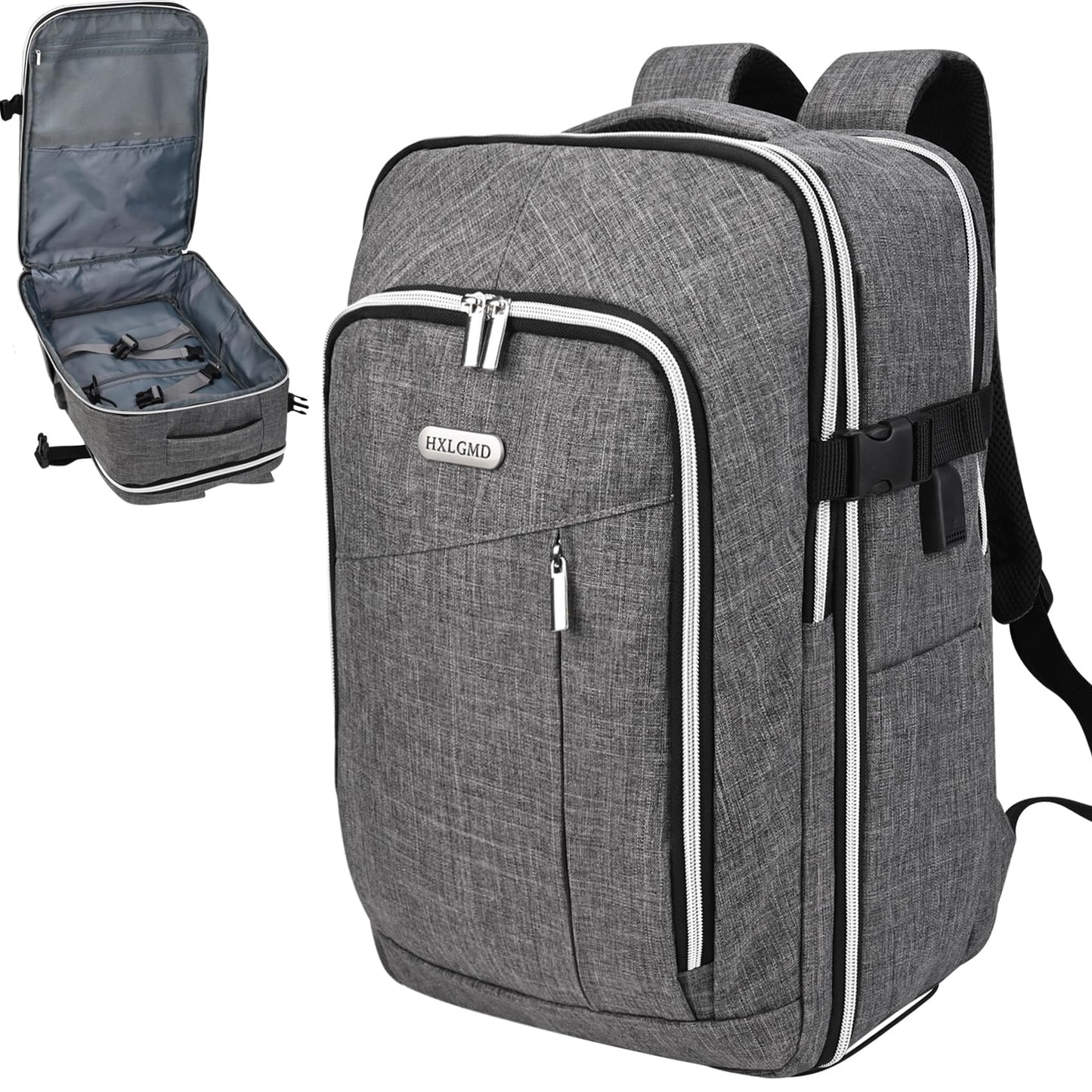 Travel Carry On 17.5" Laptop Expandable Backpack for Men Women, Personal Item Bag Waterproof Airline Approved with USB Charging Hole 3 Packing Cubes, Large Weekender Daypack Business Luggage Suitcase