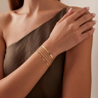 Dainty Simple Gold Bracelets for Women, Stackable Satellite Paperclip Lip Bracelet Set Tiny Lip Dot Chain Box Link for Handmade Gift Minimalist Cute Trendy Jewelry Gold Accessories for Women