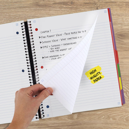 Five Star Advance Spiral Notebook + Study App, 5 Subject, College Ruled Paper, 8-1/2" x 11", 200 Sheets, Spiral Guard, Movable Tabbed Dividers, Black (73144)