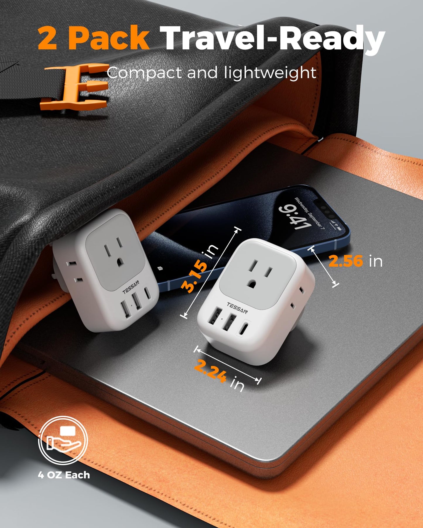 TESSAN 2 Pack European Travel Plug Adapter, Europe Power Converter