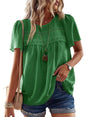 Falechay Womens Summer Tops Crewneck Short Sleeve Shirts Casual Chiffon Blouses Flowy Lace Hem Boho Clothing Trendy 2026