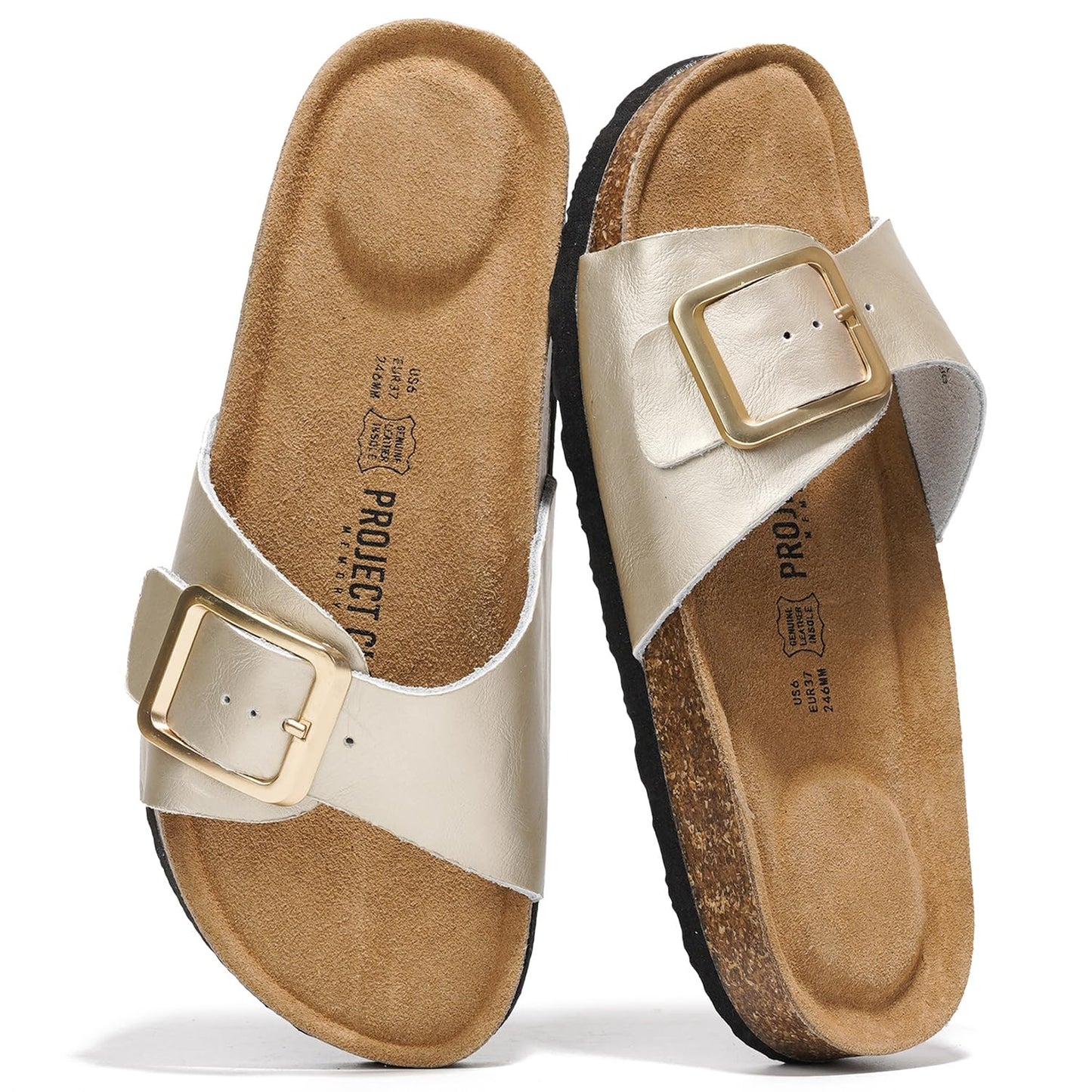 Project Cloud 100% Genuine Leather Sandals Women Dressy Beach Essentials Slides for Women Footwear - Lightweight with Memory Foam Insole Sandals for Women 2026 - Womens Slides