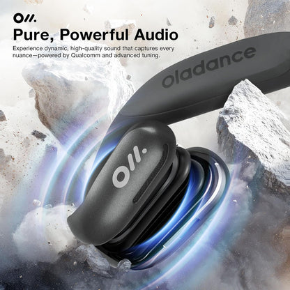 Oladance OWS Sports Open Ear Headphones, Comfortable & Stable Fit, 15H Battery Life, IPX8 Waterproof, Noise Canceling, Crystal Clear Audio, Multi-Point Bluetooth Connection, Durable Neckband (Grey)