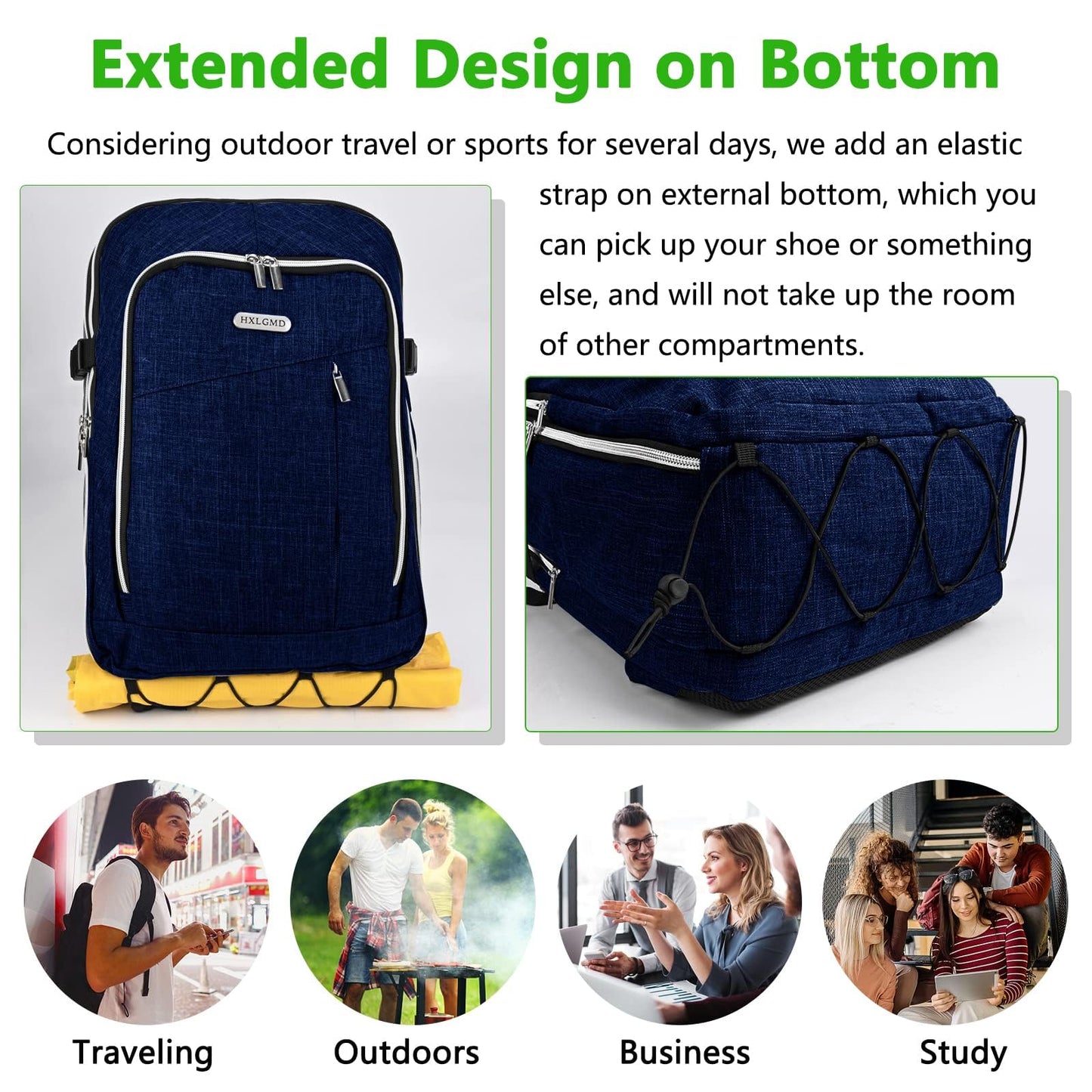 Travel Carry On 17.5" Laptop Expandable Backpack for Men Women, Personal Item Bag Waterproof Airline Approved with USB Charging Hole 3 Packing Cubes, Large Weekender Daypack Business Luggage Suitcase
