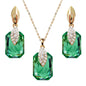 Navachi 18k Gold Plated Crystal Multicolor Square Shape Zircon Dangle Earrings And Neckalce Pendant Az4020-1 Jewelry set