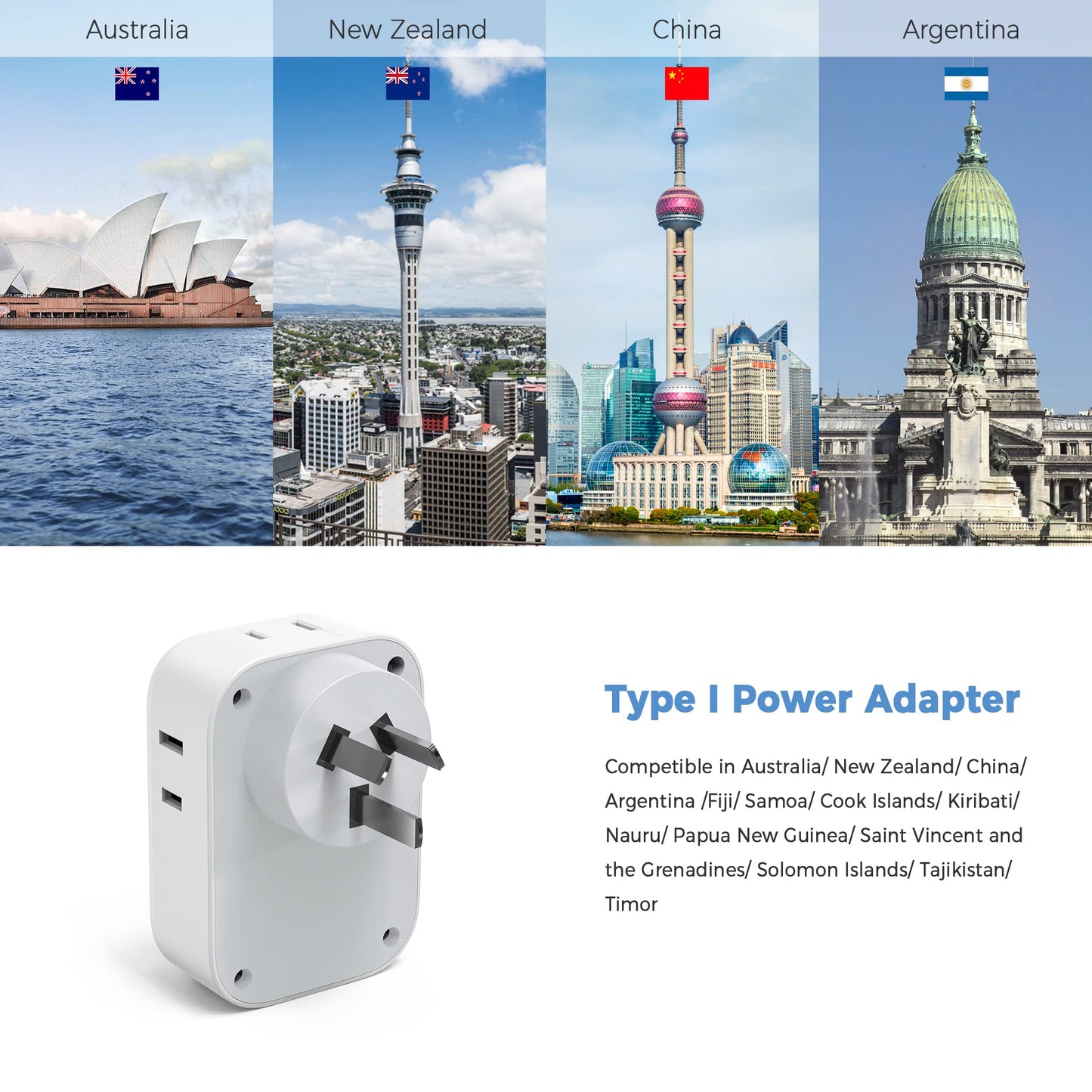 TESSAN 2 Pack European Travel Plug Adapter, Europe Power Converter