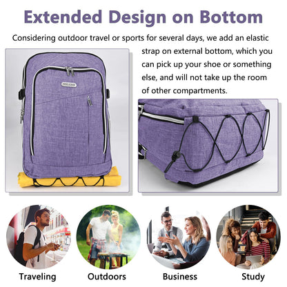 Travel Carry On 17.5" Laptop Expandable Backpack for Men Women, Personal Item Bag Waterproof Airline Approved with USB Charging Hole 3 Packing Cubes, Large Weekender Daypack Business Luggage Suitcase