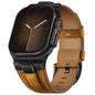 Leather bands Compatible With Apple Watch Ultra Band 49mm 46mm 45mm 44mm 42mm, Superior Genuine Leather Rugged Metal Connector Durable Strap for Men iWatch Ultra3 2 1,Series 11 10 9 8 7 6 5 4 3 SE3 SE