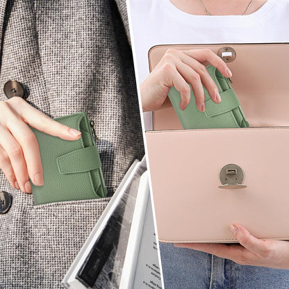 Airkit Small Wallet Women RFID Blocking Soft Leather Bifold Compact Card Holder Wallet for Women with Zipper Coin Pocket 4 ID Window