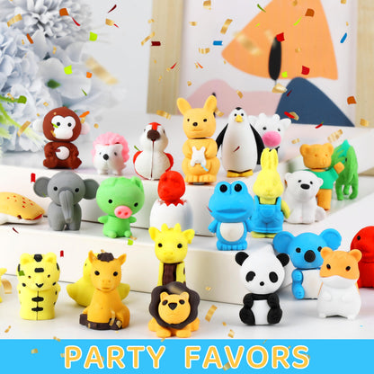 URSKYTOUS 60Pcs Animal Erasers Desk Pets for Kids,Classroom Prizes | Bulk Puzzle Erasers Toys,Party Favors,Back to School,Treasure Chest,Goodie Bag Stuffers,Easter Egg Fillers,Stocking Stuffers