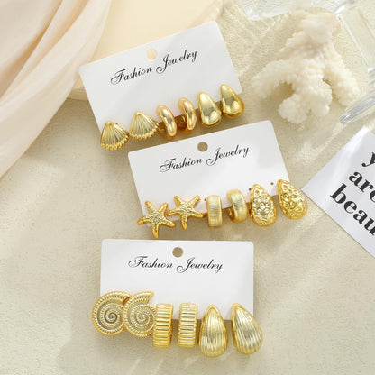 12 Pairs Chunky Gold Hoop Earrings for Women Trendy, Gold Plated Lightweight Hypoallergenic Stack, Thick Open Twisted Huggie Hoops Earring Set