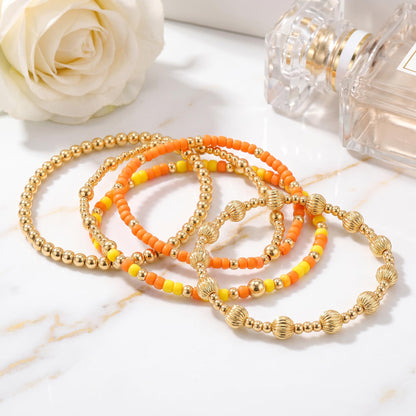 14K Gold Plated Pearl Beaded Cross Bracelets Stack Set for Women,Stretch Boho Colorful Christian Beads Ball Jewelry Friendship Summer Trendy Gift