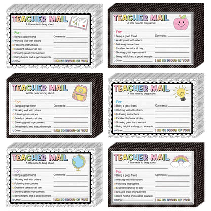 60Pcs Teacher Mail Notes to Parents, Boho Happy Mail from Teacher, Brag Cards for Students Behavior Classroom Must Haves to Send Home for Preschool Kindergarten Elementary School Supplies (Boho)