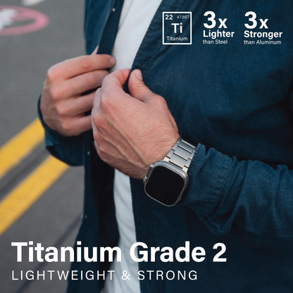 KORDIZ Titanium Watch Band T01 Max - Fits Apple Watch ULTRA 3 & ULTRA 2/1 (49mm) - Adjustable Titanium Apple Watch Band with Secure Clasp - Premium Color Matching Band (T01 Max | ULTRA Silver)