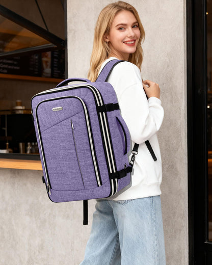 Travel Carry On 17.5" Laptop Expandable Backpack for Men Women, Personal Item Bag Waterproof Airline Approved with USB Charging Hole 3 Packing Cubes, Large Weekender Daypack Business Luggage Suitcase