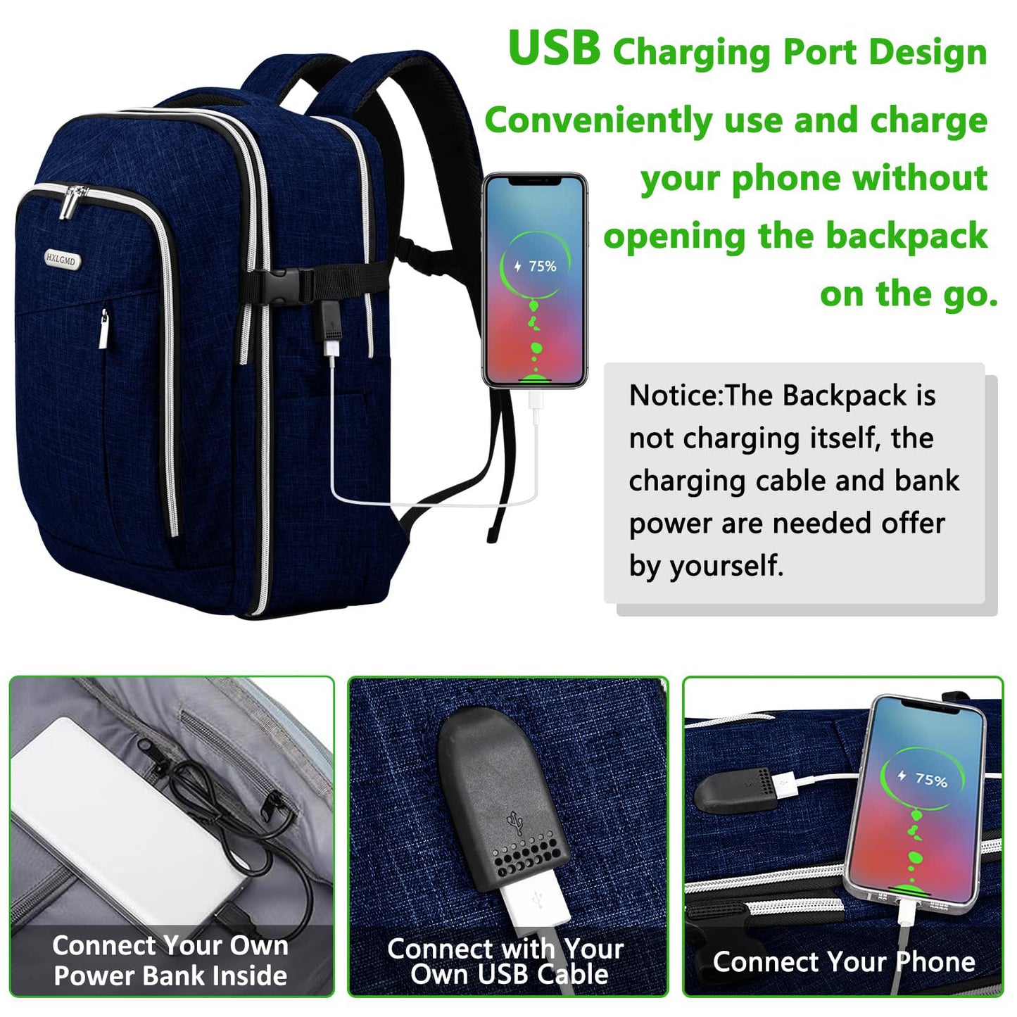 Travel Carry On 17.5" Laptop Expandable Backpack for Men Women, Personal Item Bag Waterproof Airline Approved with USB Charging Hole 3 Packing Cubes, Large Weekender Daypack Business Luggage Suitcase