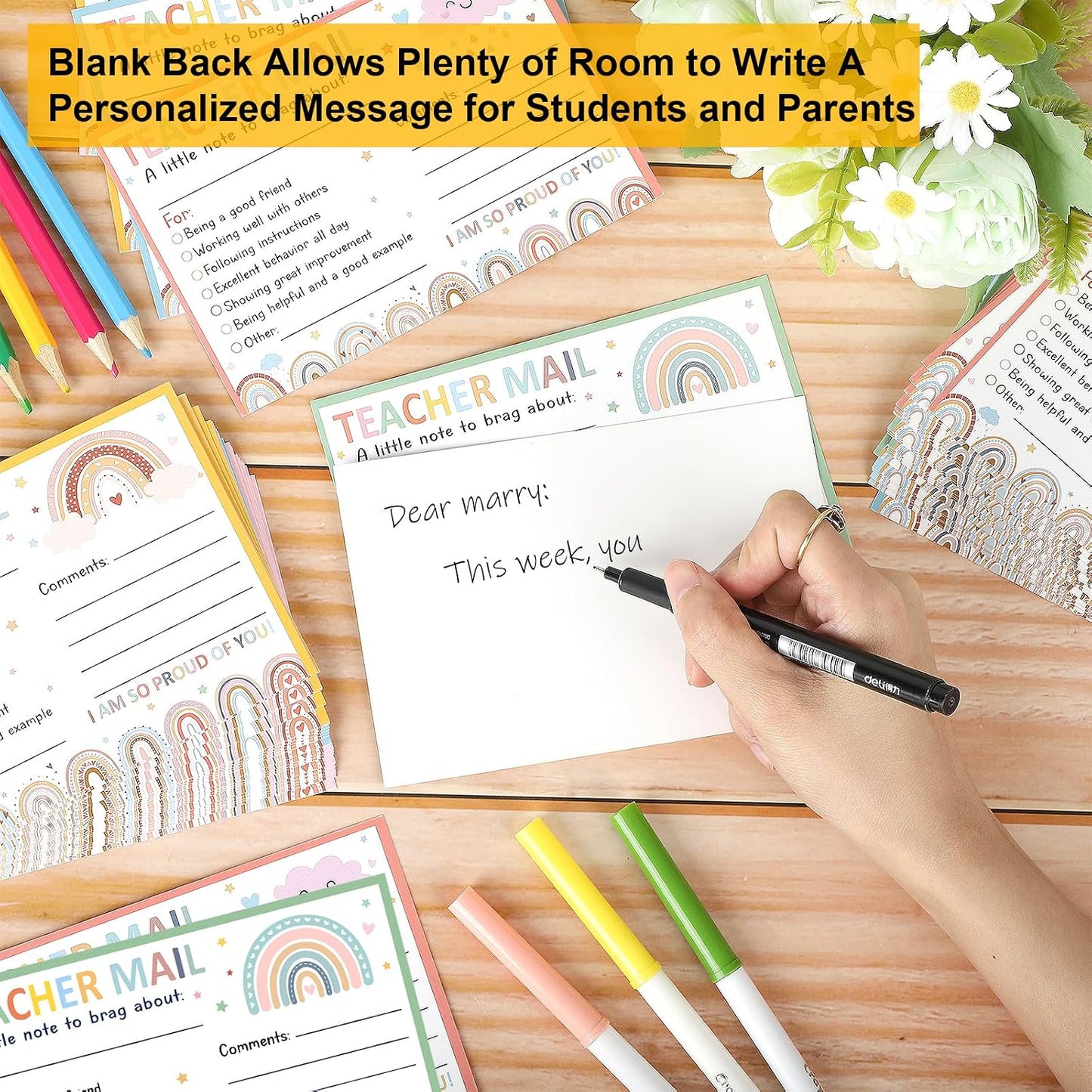 60Pcs Teacher Mail Notes to Parents, Boho Happy Mail from Teacher, Brag Cards for Students Behavior Classroom Must Haves to Send Home for Preschool Kindergarten Elementary School Supplies (Boho)