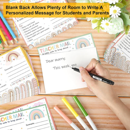 60Pcs Teacher Mail Notes to Parents, Boho Happy Mail from Teacher, Brag Cards for Students Behavior Classroom Must Haves to Send Home for Preschool Kindergarten Elementary School Supplies (Boho)