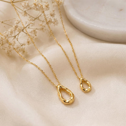 Dainty Gold Layered Necklaces for Women Chunky 14K Gold Plated Teardrop Pendant Necklace Trendy Simple Jewelry Gifts for Women