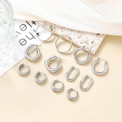 ALLHOLA 6 Pairs 14K Gold Plated Hoop Earrings for Women Trendy Chunky Lightweight Hoop Earrings Multipack Hypoallergenic, Thick Twisted Huggie Hoops Earring Set Jewelry for Gifts