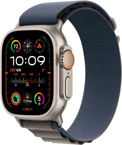 Apple Watch Ultra 2 [GPS + Cellular, 49mm] - Titanium Case with Blue Ocean Band, One Size (Renewed)