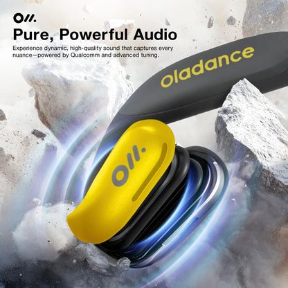 Oladance OWS Sports Open Ear Headphones, Comfortable & Stable Fit, 15H Battery Life, IPX8 Waterproof, Noise Canceling, Crystal Clear Audio, Multi-Point Bluetooth Connection, Durable Neckband (Grey)