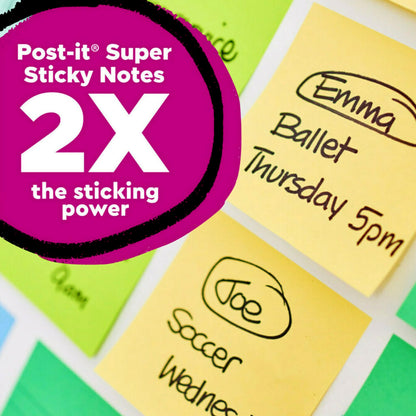 Post-it 100% Recycled Super Sticky Notes, 3 x 3 in, Pastels, 5 Pads | School Supplies and Office Products, 2X the Sticking Power