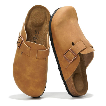 Project Cloud 100% Genuine Leather Footbed Clogs for Women - Memory Foam Arch Support Slippers for Women - Trendy Slip-ons Women's Mules & Clogs Sandals