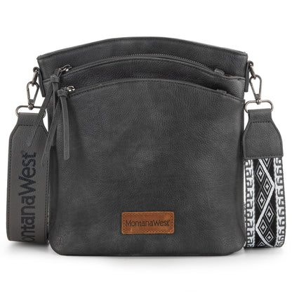 Montana West Multi Zip Pocket Crossbody Bag With Guitar Strap