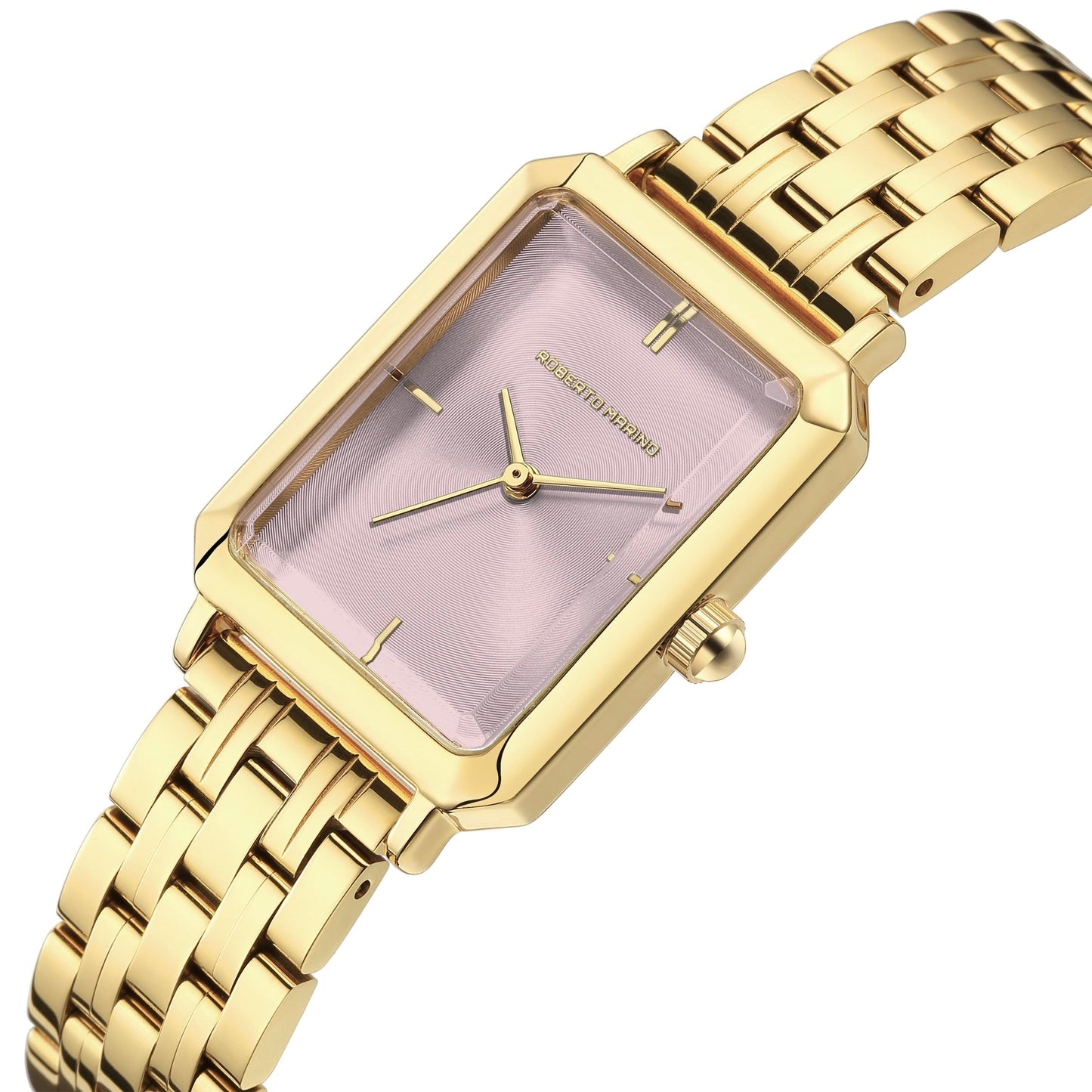 Roberto Marino RM1982 Women’s Luxury Watch Rectangular Gold – Japanese Quartz Movement, Vintage Stainless Steel Design, Silver Dial, Elegant Dress Timepiece, 3ATM Water Resistant – Reloj para Mujer