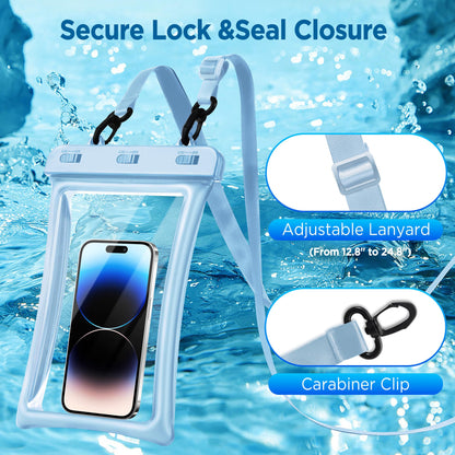 CACOE Floatable Waterproof Phone Pouch 2 Pack Up to 9.0", Black+Green | Floatable, IPX8 Waterproof Phone Case,Adjustable Lanyard,Dry Bags for Beach/Cruise/Travel/Camping/Kayak/Vacation Essentials