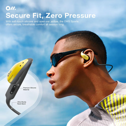 Oladance OWS Sports Open Ear Headphones, Comfortable & Stable Fit, 15H Battery Life, IPX8 Waterproof, Noise Canceling, Crystal Clear Audio, Multi-Point Bluetooth Connection, Durable Neckband (Grey)